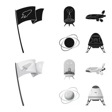 Vector design of mars and space sign. Set of mars and planet stock symbol for Illustrazione stock