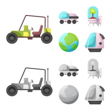 Vector design of mars and space icon. Set of mars and planet vector icon for Stock Illustration
