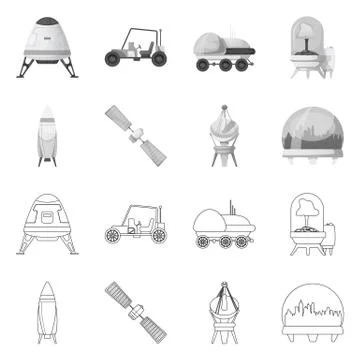 Vector design of mars and space logo. Set of mars and planet vector icon for Stock Illustration