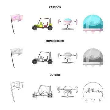 Vector design of mars and space sign. Collection of mars and planet stock symbol Stock Illustration