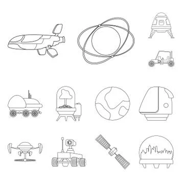 Vector design of mars and space logo. Collection of mars and planet vector icon Stock Illustration