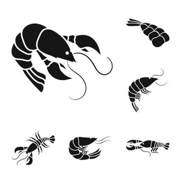 Vector design of meat and delicacy symbol. Set of meat and crab stock symbol for Stock Illustration