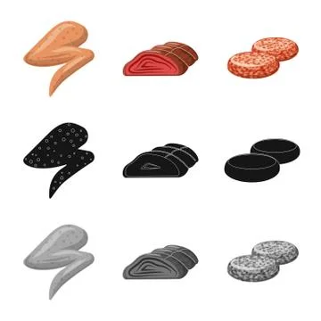 Vector design of meat and ham icon. Collection of meat and cooking stock vector Illustrazione stock