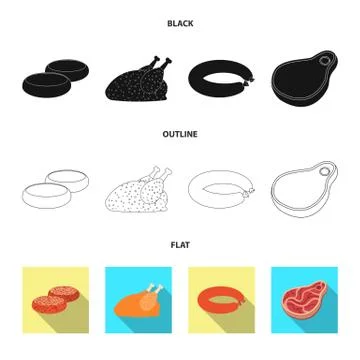 Vector design of meat and ham logo. Collection of meat and cooking stock symbol Stock Illustration