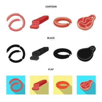 Vector design of meat and ham icon. Collection of meat and cooking stock symbol Stock Illustration