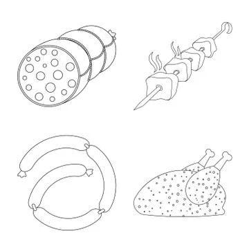 Vector design of meat and ham symbol. Set of meat and cooking stock vector Stock Illustration