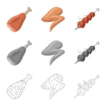 Vector design of meat and ham logo. Collection of meat and cooking stock vector Stock Illustration