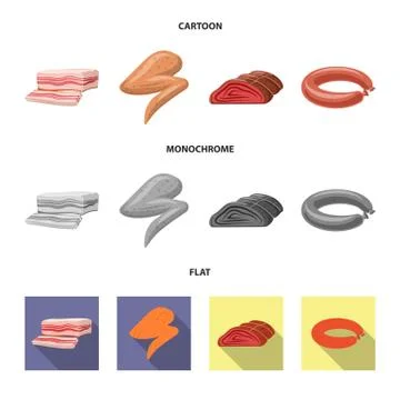 Vector design of meat and ham icon. Collection of meat and cooking stock vector Stock Illustration