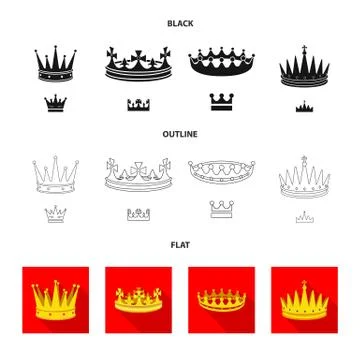 Vector design of medieval and nobility sign. Collection of medieval and monarchy Stock Illustration