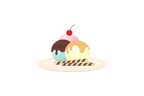 Vector design of melted ice cream on a plate Stock Illustration