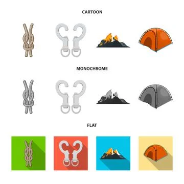 Vector design of mountaineering and peak sign. Collection of mountaineering and Stock Illustration