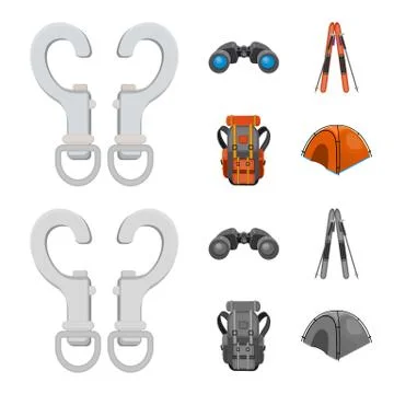 Vector design of mountaineering and peak symbol. Collection of mountaineering Stock Illustration