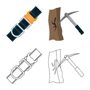Vector design of mountaineering and peak logo. Set of mountaineering and camp Illustration