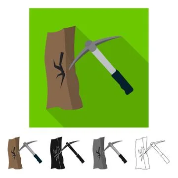 Vector design of mountaineering and peak icon. Set of mountaineering and camp Stock Illustration