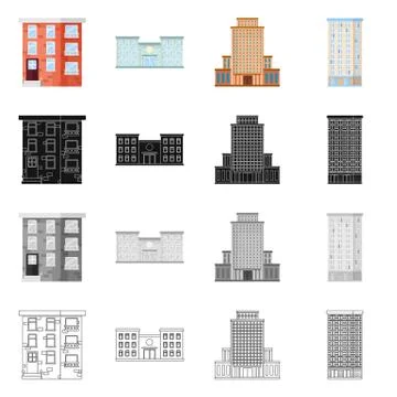 Vector design of municipal and center symbol. Collection of municipal and estate Ilustración de archivo