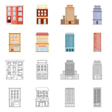 Vector design of municipal and center symbol. Set of municipal and estate stock Ilustración de archivo
