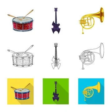 Vector design of music and tune symbol. Set of music and tool vector icon for Stock-Illustration