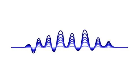 Vector design of music wave. Blue wavy lines. Sound vibrations. Digital waveform Illustrazione stock