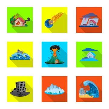 Vector design of natural and disaster logo. Set of natural and risk vector icon Stock Illustration