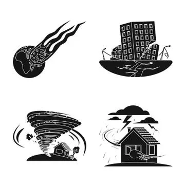 Vector design of natural and disaster logo. Collection of natural and risk stock Stock Illustration
