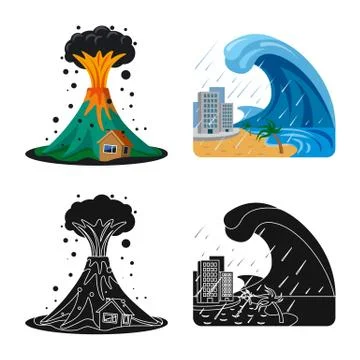 Vector design of natural and disaster icon. Set of natural and risk stock symbol Stock Illustration