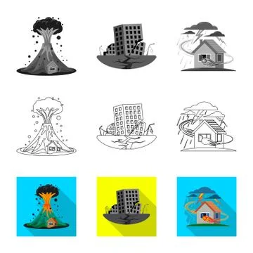 Vector design of natural and disaster icon. Set of natural and risk stock symbol Stock Illustration