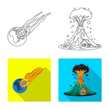 Vector design of natural and disaster logo. Collection of natural and risk stock Stock Illustration