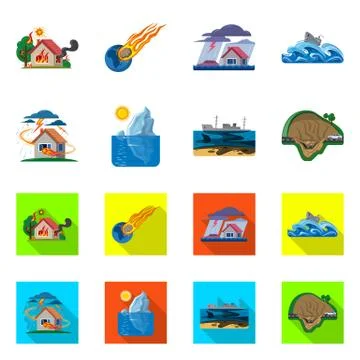 Vector design of natural and disaster logo. Set of natural and risk vector icon Stock Illustration