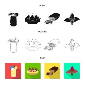 Vector design of natural and vegetarian sign. Set of natural and eating stock Stock Illustration