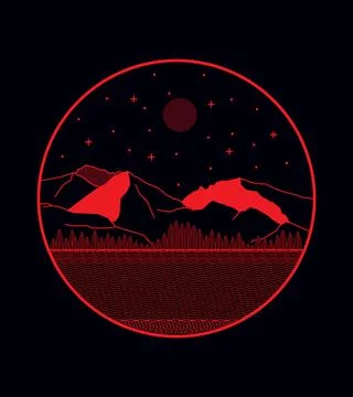 Vector design natural view of mountains ,trees and lake Stock Illustration