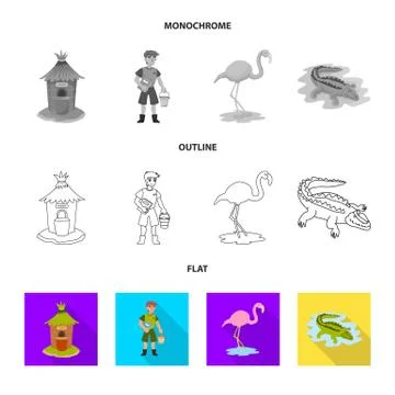 Vector design of nature and fun sign. Set of nature and entertainment stock Stock Illustration