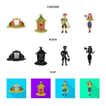 Vector design of nature and fun sign. Set of nature and entertainment vector Stock Illustration