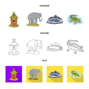 Vector design of nature and fun symbol. Collection of nature and entertainment Stock Illustration