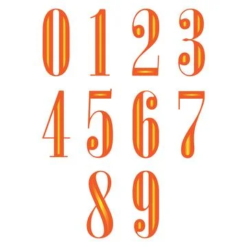 Vector design of numbers set from 0 to 9. Stock Illustration