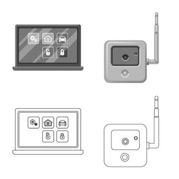 Vector design of office and house symbol. Set of office and system vector icon Stock Illustration