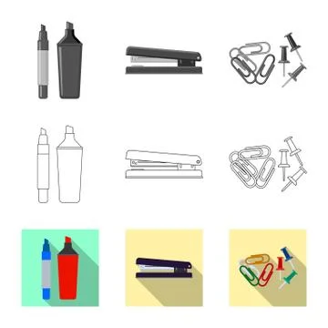 Vector design of office and supply icon. Set of office and school vector icon Illustrazione stock