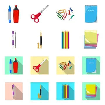 Vector design of office and supply symbol. Collection of office and school stock Ilustración de archivo