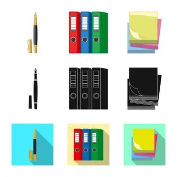 Vector design of office and supply sign. Set of office and school stock vector Ilustración de archivo