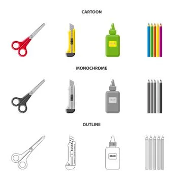 Vector design of office and supply logo. Collection of office and school vector Illustration