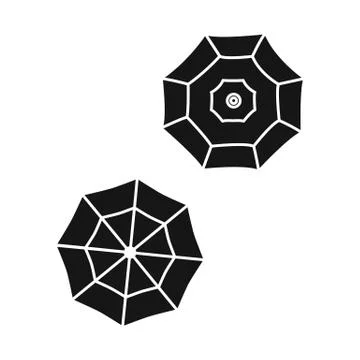 Vector design of parasol and shadow symbol. Set of parasol and autumn stock 스톡 일러스트