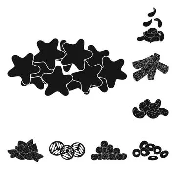Vector design of party and cooking symbol. Collection of party and crunchy stock Illustrazione stock