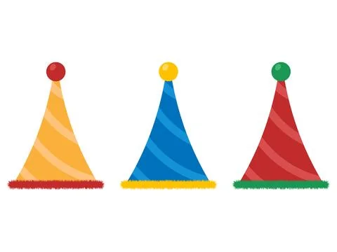 Vector design of party hats in various colors isolated on a white background 스톡 일러스트