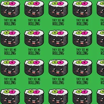 Vector design pattern sushi kawaii food Stock Illustration