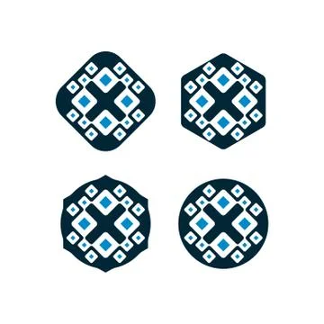 Vector design patterns in dark blue and light blue modern unique V.2 Stock Illustration