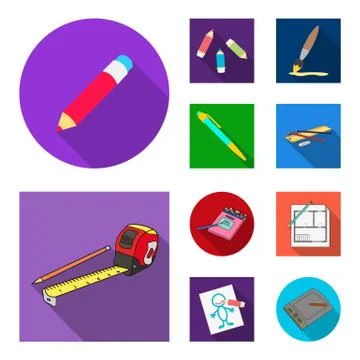 Vector design of pencil and sharpen symbol. Collection of pencil and color stock Stock Illustration