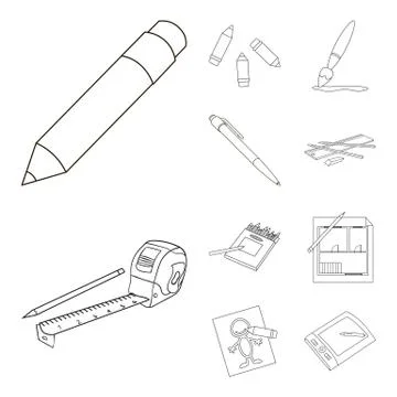 Vector design of pencil and sharpen symbol. Collection of pencil and color stock Stock Illustration
