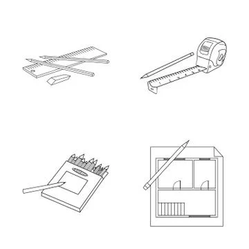 Vector design of pencil and sharpen symbol. Collection of pencil and color stock Stock Illustration