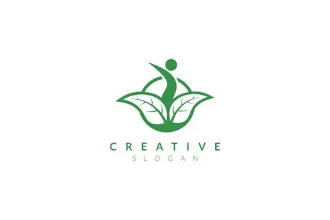 Vector design of people and leaf shape combine. Minimalist and simple design, 스톡 일러스트