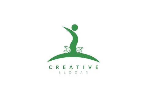 Vector design of people and leaf shape combine. Minimalist and simple design, Illustrazione stock