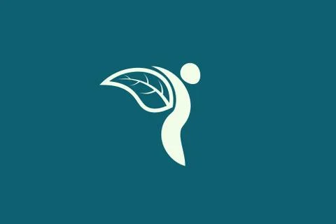 Vector design of people and leaf shape combine. Minimalist and simple design, Stock Illustration